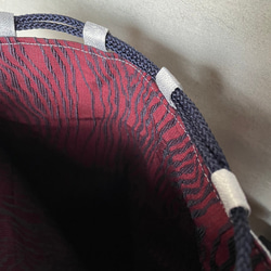 《着物リメイク》信玄袋（紐・ネイビー） 5枚目の画像