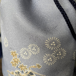 《着物リメイク》信玄袋（紐・ネイビー） 3枚目の画像