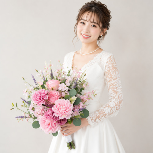 生花に見える】桜 さくら ピンク ウェディングブーケ 芍薬 桜クラッチ