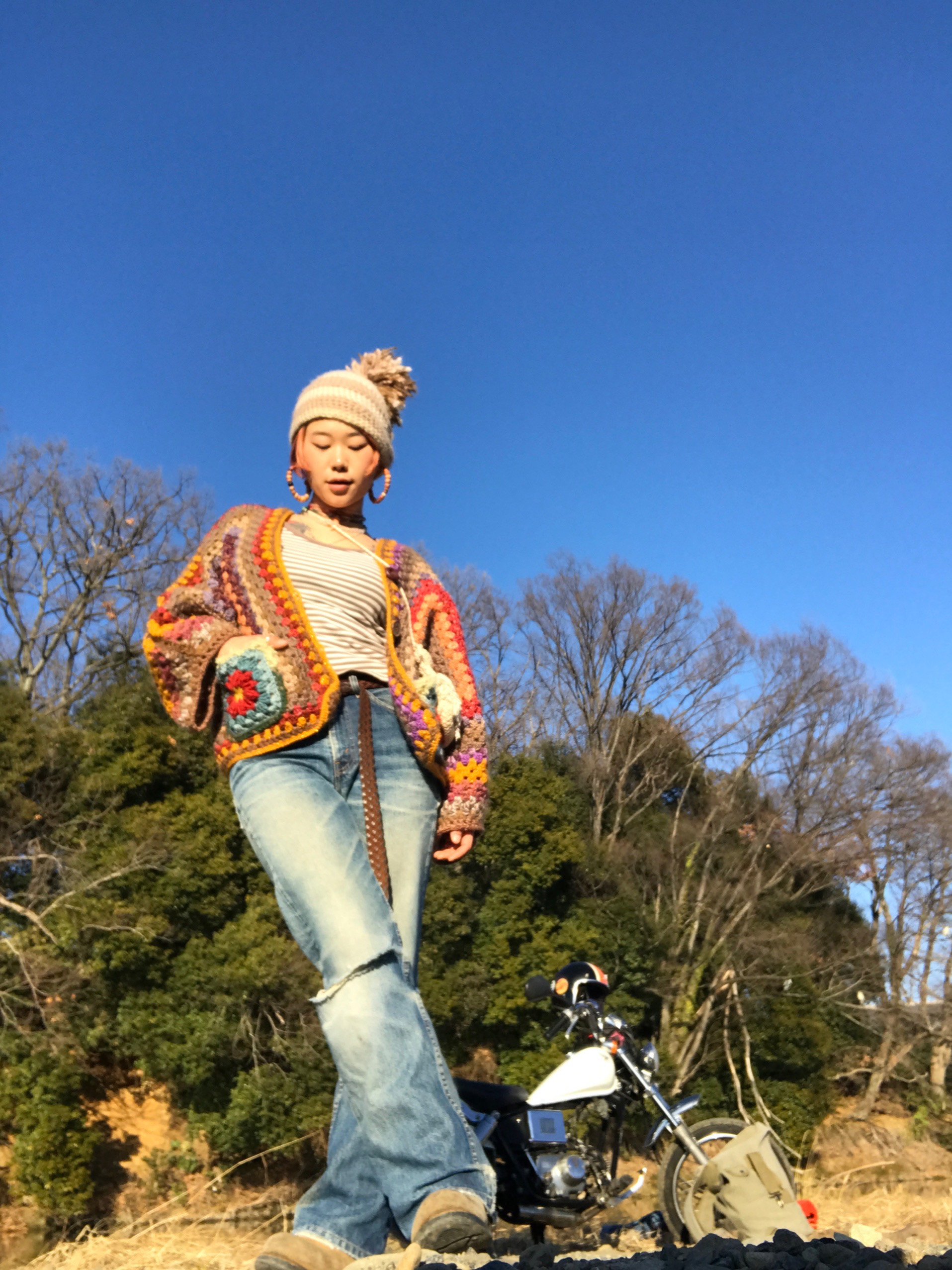 ヘキサゴン編みの春仕様✴︎カーディガン