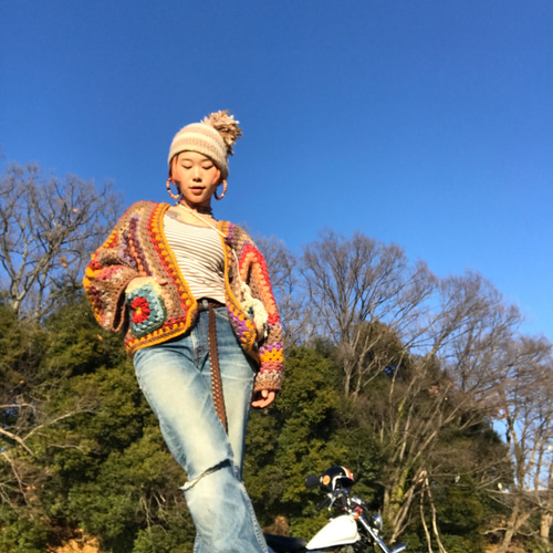 ヘキサゴン編みの春仕様✴︎カーディガン カーディガン CANON 通販
