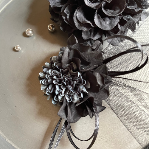 toytoy841 コサージュ ミニ単品 【ダークグレー黒】 卒業式 冠婚葬祭式  