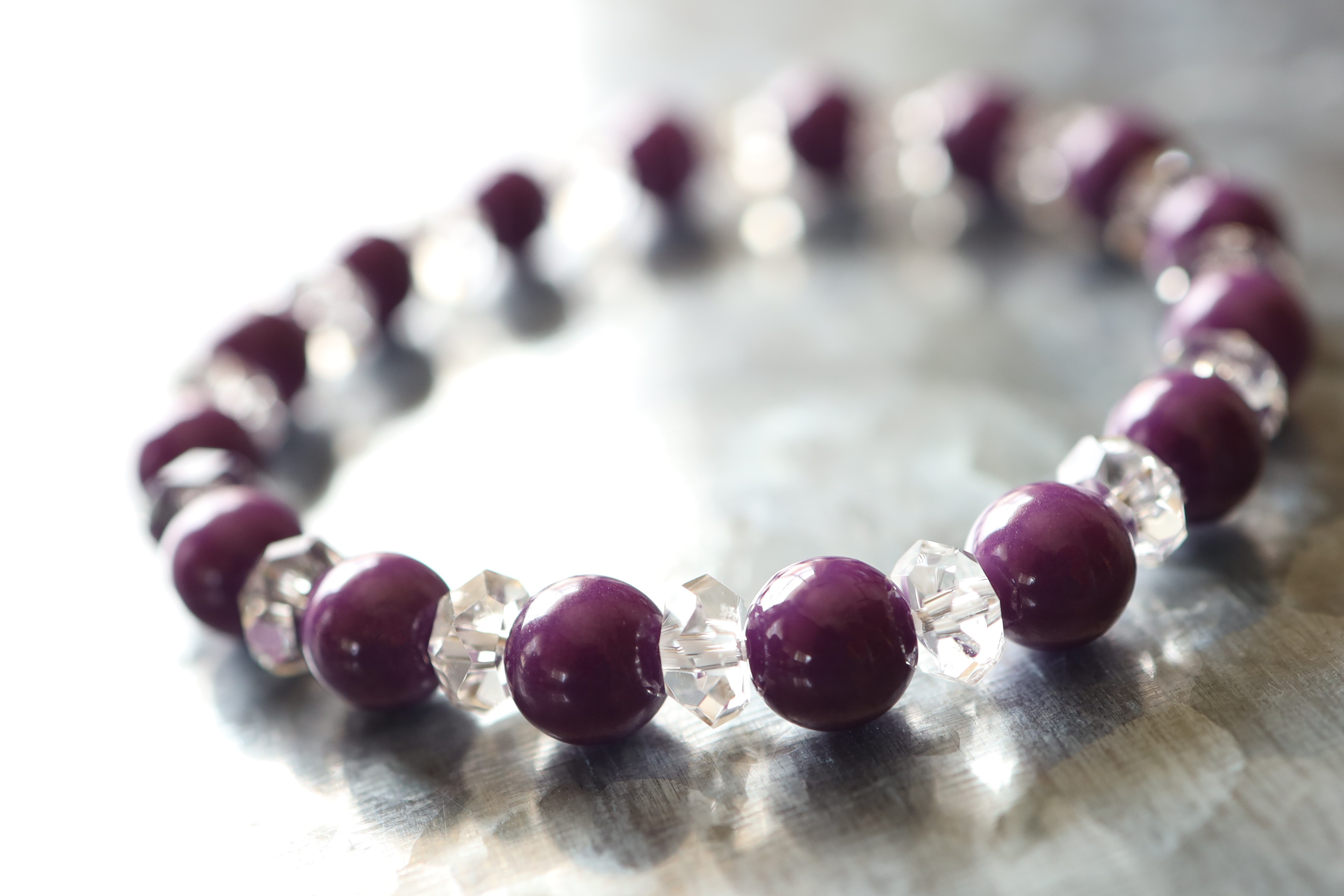 …☆「ペットの気持ち」を理解できる石☆…☆フォスフォシデライト：8ミリ＆水晶☆…☆天然石ブレスレット☆…