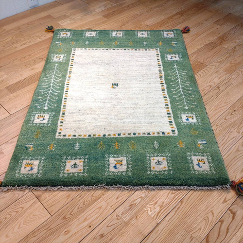 新規入荷】ペルシャ ギャッベ 玄関マット大 115x85cm 生命の木 グレー