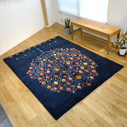 新規入荷】ペルシャ　ギャッベ　リビング　193x153cm　ザクロの木 2枚目の画像