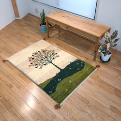 新規入荷】ペルシャ ギャッベ 玄関マット大 123x83cm ザクロの木