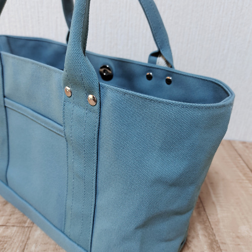 ブルーグレートートバッグ 革と帆布のトートバッグ S ブルーグレー トートバッグ affetto