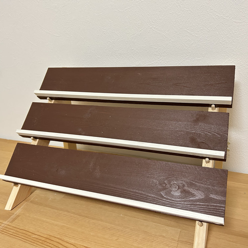 ハンドメイド　マルシェラック マルシェ3段ディスプレイラック横型の通販・販売 － 木製雑貨の