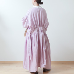Cache coeur 縮褶 2way 洋裝 - 法國亞麻/粉紅色 第6張的照片