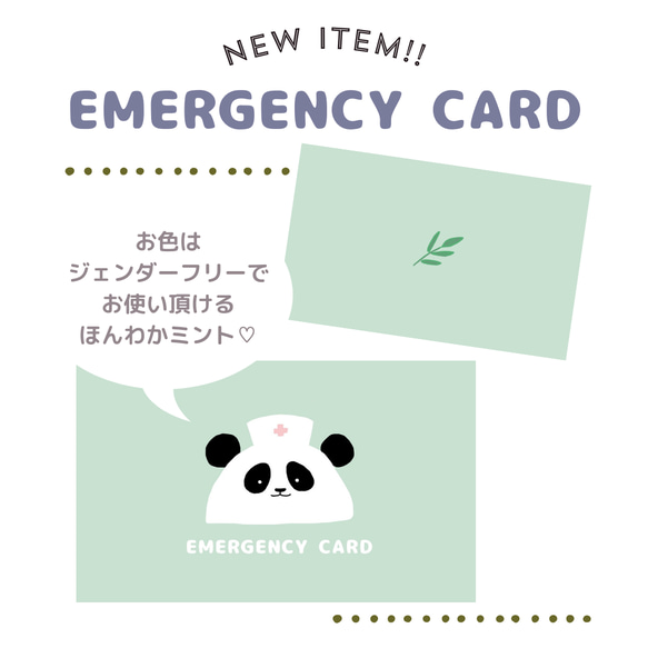 パンダのEMERGENCY CARD 1枚(緊急連絡先) 5.5cm×9cm 4枚目の画像