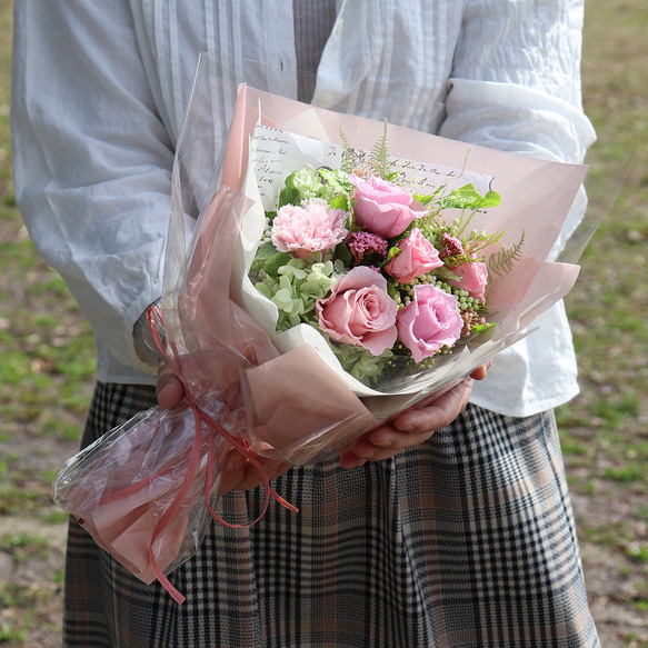 プリザーブドフラワー 花束 「ワンサイドブーケ」　退職祝い 誕生日 母の日 ギフト 7枚目の画像