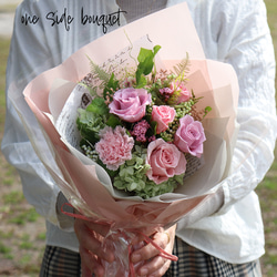 プリザーブドフラワー 花束 「ワンサイドブーケ」　退職祝い 誕生日 母の日 ギフト 1枚目の画像