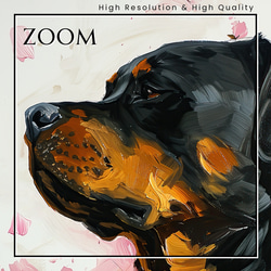 【犬花爛漫 - ロットワイラー犬 No.2】モダンアートポスター 犬の絵 犬の絵画 犬のイラスト 3枚目の画像