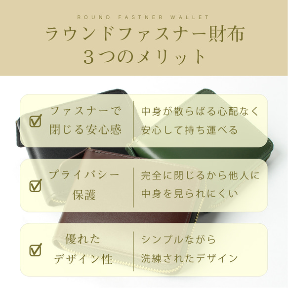 Kapon 二つ折り ラウンドファスナー財布 メンズ 本革 牛革 アニリンレザー ボックス型小銭入れ レザー 3枚目の画像