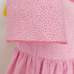 【90cm限定】ピンク色 フリルネック 水玉 子供服ワンピース 6枚目の画像