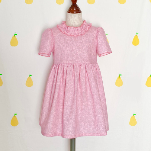 90cm限定】ピンク色 フリルネック 水玉 子供服ワンピース 子供服 90cm限定】ピンク色 フリルネック 水玉 子供服ワンピース 子供服