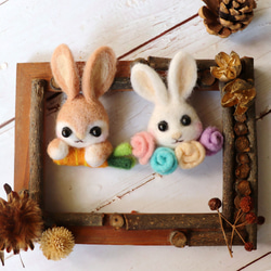【羊毛氈】小兔子與蘿蔔  小別針 第5張的照片