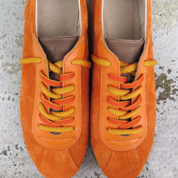 【スエード使用！】クラシックなデザインと本革の上質感！EMAのスニーカー/オレンジmix 8枚目の画像