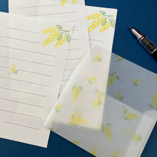 ミモザのミニレター(トレーシングペーパーミニ封筒とミニ便箋