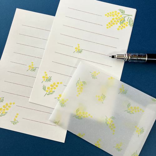 ミモザのミニレター(トレーシングペーパーミニ封筒とミニ便箋) レター