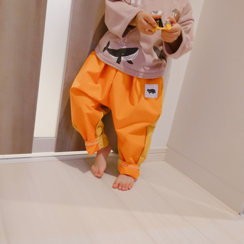 子供服 長ズボン(90cm~140cm) カラーパンツ オレンジ×イエロー お揃い