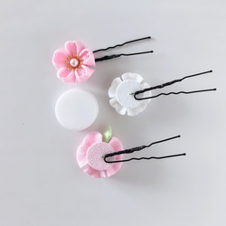 さくら Uピン3本セット＊つまみ細工＊髪飾り/七五三/成人式/入学式/卒業式/和装/着物/袴/ 7枚目の画像