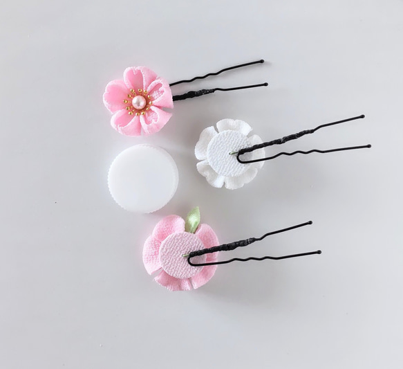 さくら Uピン3本セット＊つまみ細工＊髪飾り/七五三/成人式/入学式/卒業式/和装/着物/袴/ 7枚目の画像