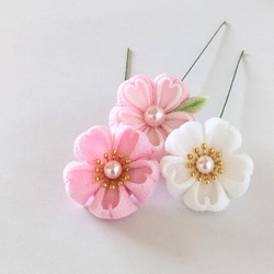 さくら Uピン3本セット＊つまみ細工＊髪飾り/七五三/成人式/入学式/卒業式/和装/着物/袴/ 4枚目の画像