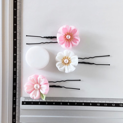 さくら Uピン3本セット＊つまみ細工＊髪飾り/七五三/成人式/入学式/卒業式/和装/着物/袴/ 2枚目の画像