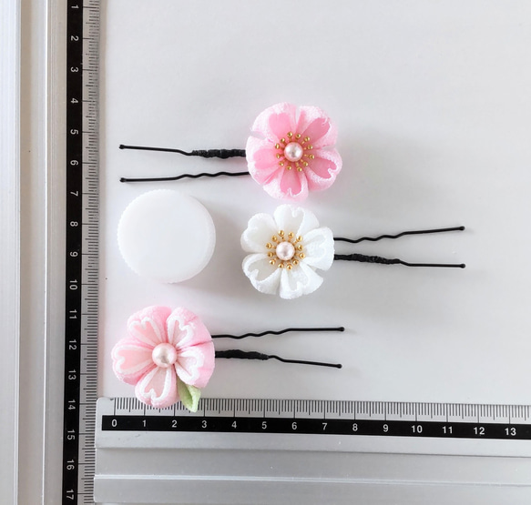 さくら Uピン3本セット＊つまみ細工＊髪飾り/七五三/成人式/入学式/卒業式/和装/着物/袴/ 2枚目の画像