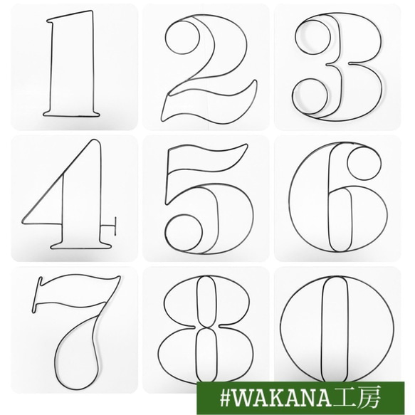 ワイヤーアート　数字注文ページ　レターバナー　表札　番地 ナンバーバーナー 数字0 10歳20歳 誕生日 七五三 ワイヤーアート 雑貨