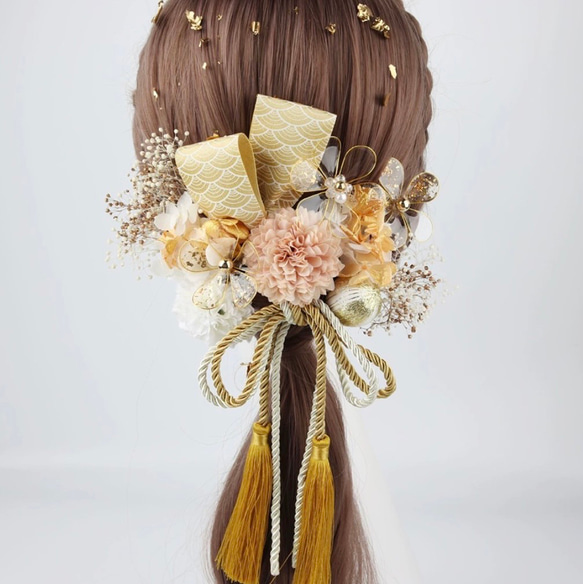 ヘアアクセサリー　ヘッドドレス　結婚式　成人式　卒業式　ゴールド　成人式用髪飾り　成人式ヘア飾り　和装　洋装　金箔 3枚目の画像