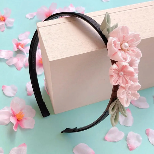 SAKURA】つまみ細工☆カチューシャ☆桜 春 卒園式 卒業式 入園式 入学