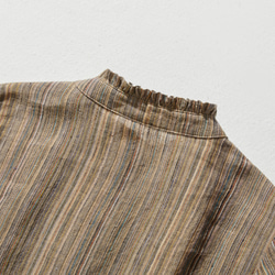 ヴィンテージ感溢れるフリル襟ワンピース 先染め織リネン100％生地　　240302-2 9枚目の画像
