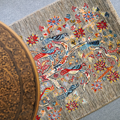 122×77cm【アフガニスタンガズニウール手織り絨毯】手織り 122×77cm【アフガニスタンガズニウール手織り絨毯】手織り