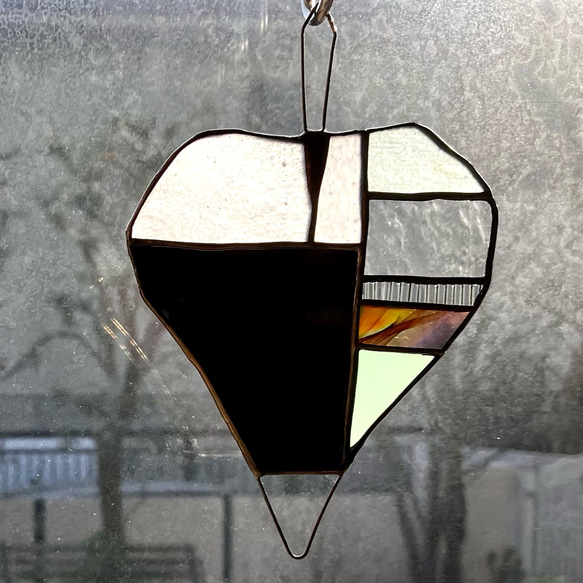 白樺の葉っぱの壁掛け鏡s/シック〜ステンドグラス 3枚目の画像