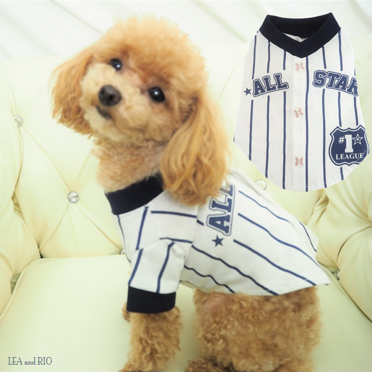 いぬ　ユニフォーム紺色　白 トップス ホワイト 白 野球 ユニフォーム コスプレ 変身 犬 猫 ペット