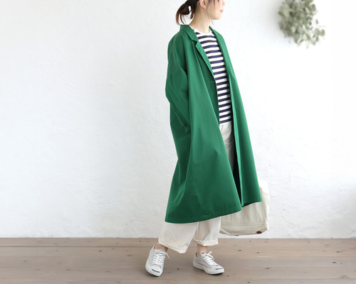 裕*様 ネイビー グリーンカラー テーラードコート コットンツイル テーラードカラー アトリエコート（グリーン）CO09