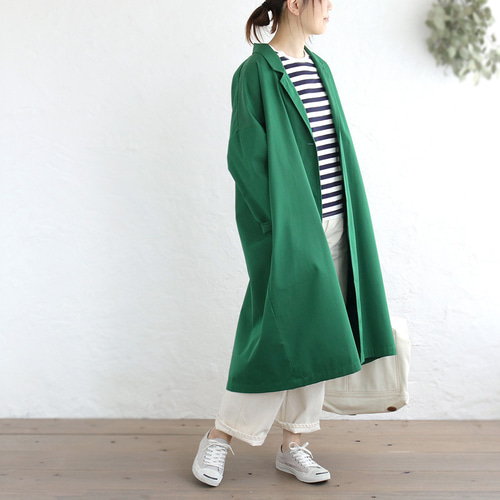 未使用品　アナトリエ　グリーンドロップチェスターコート ¥41,800 コットンツイル テーラードカラー アトリエコート（グリーン