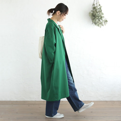 春季秋季純棉斜紋西裝領工作室大衣（綠色）CO09 第3張的照片