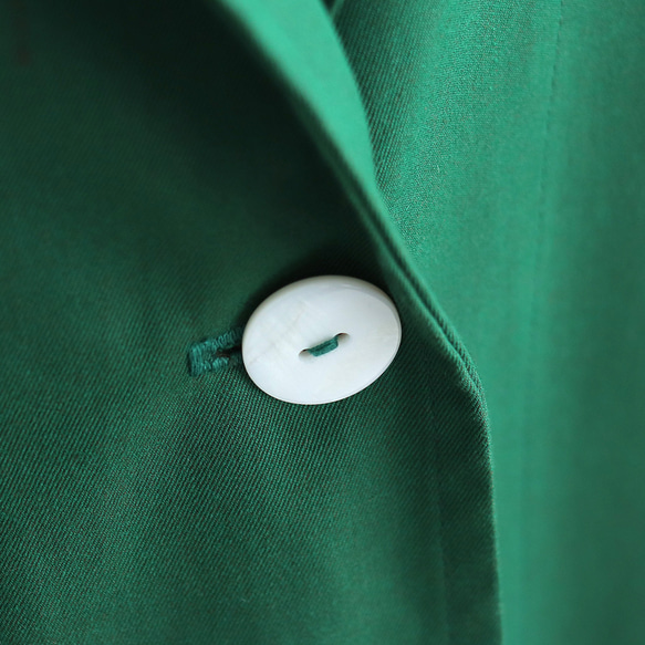 春季秋季純棉斜紋西裝領工作室大衣（綠色）CO09 第17張的照片