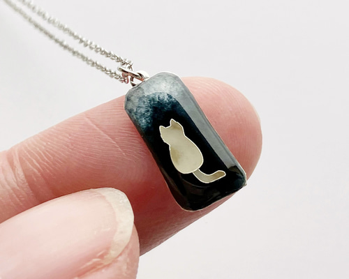 有線七宝（銀）猫のペンダントA ネコ　ねこ 有線七宝（銀）猫のペンダントA ネコ ねこ
