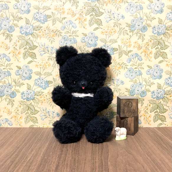 送料無料++ アンティーク スタイル テディベア ぺろくま ブラック 28cm
