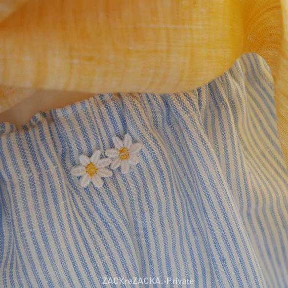 Creema限定春の福袋2024☆リネン100％さらさら快適パンツブルー＆ひまわり色ふんわりブラウス/ルームウェア 11枚目の画像