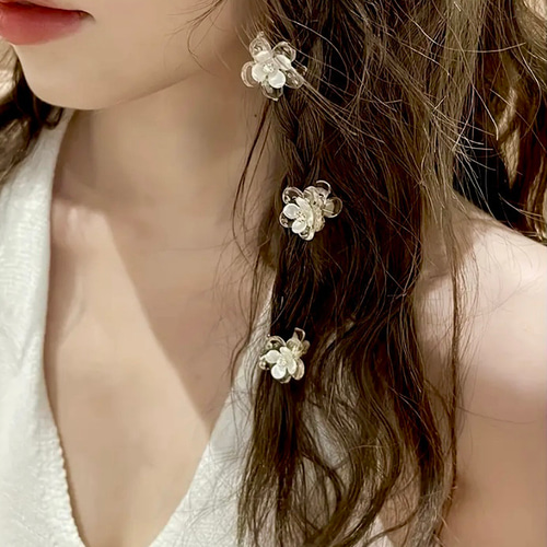 4個セット～ フラワー ミニ ヘアクリップ バンスクリップ ヘアクリップ 