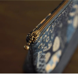 【受注制作】化粧品収納ボックス ポーチ 手縫い 収納バニティ 手提 伝統な藍染め 古い綿 コスメボックストラベルケース 10枚目の画像