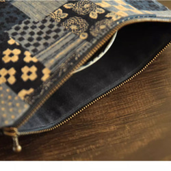 【受注制作】化粧品収納ボックス ポーチ 手縫い 収納バニティ 手提 伝統な藍染め 古い綿 コスメボックストラベルケース 11枚目の画像