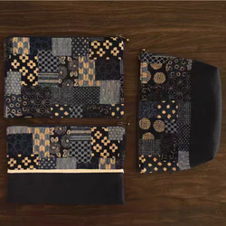 【受注制作】化粧品収納ボックス ポーチ 手縫い 収納バニティ 手提 伝統な藍染め 古い綿 コスメボックストラベルケース 4枚目の画像