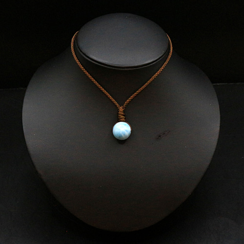 鑑別済 ラリマー 15mm ビーズ トップ beads282 ネックレス
