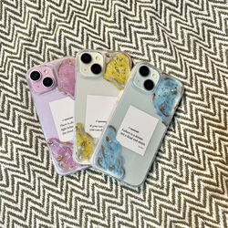 iPhone15ケースとハンドメイド品　です 螺鈿風 名入れ可 天然貝シェル iPhone 15 全機種対応 ケース ステンド